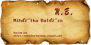 Mihálka Balázs névjegykártya